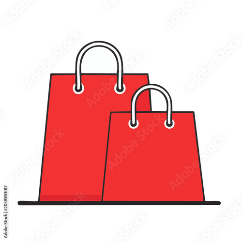 Red shopping bags with handles icon