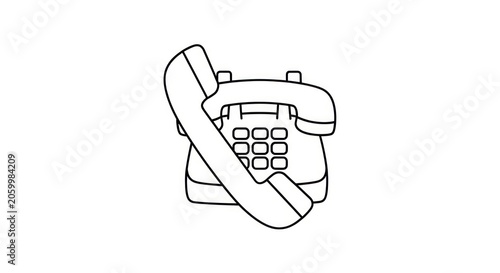 Vintage rotary phone line illustration.