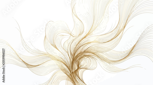 Quadro su tela Abstract golden flowing lines pattern