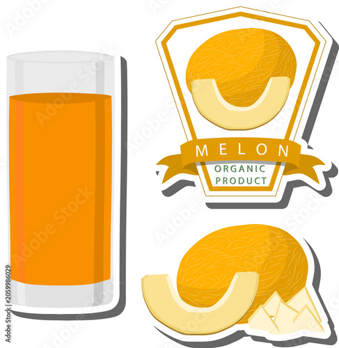big set different types juice melon in glass cup