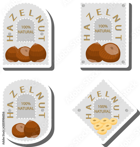 Set tasty natural eco product hazelnut nut