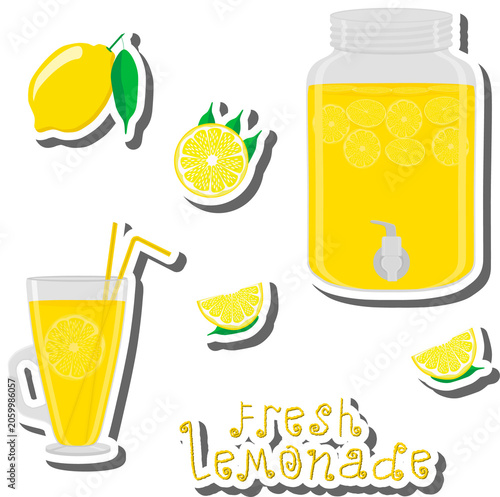Tasty lemon lemonade in glass pitcher