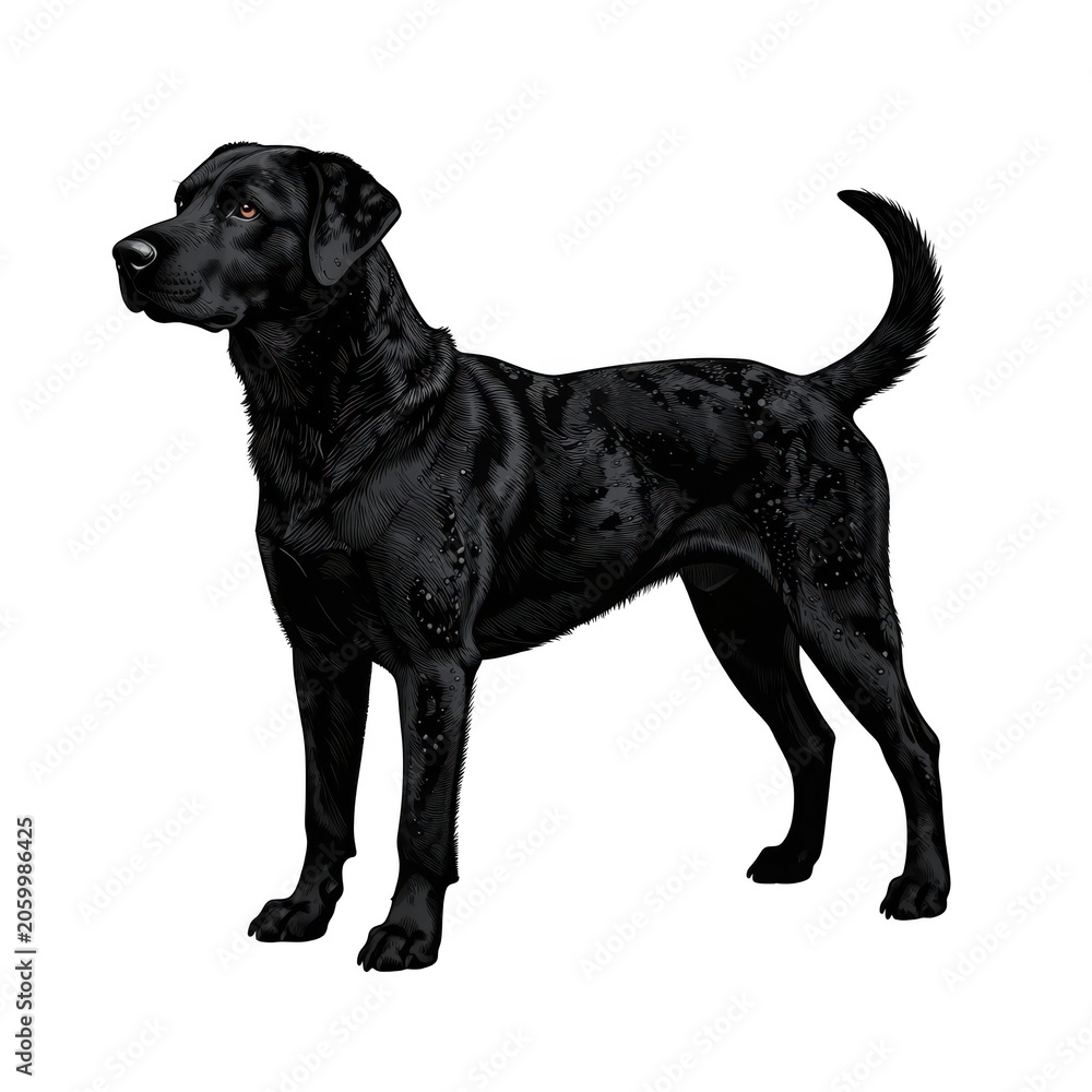 Obraz premium Black Labrador Dog Isolated Transparent Background