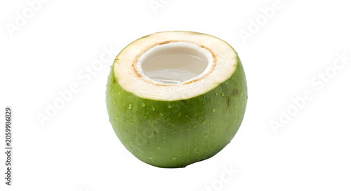 Green coconut isolated on PNG background.