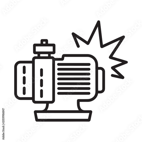 Electric motor with sparks a line drawing illustration