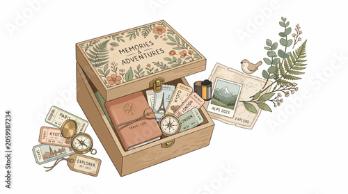Tableau sur toile Vintage Treasure Box With Jewels.