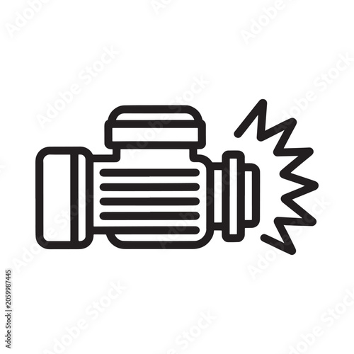 Linear actuator with radiating lines a simple black and white illustration