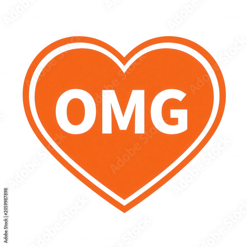 Orange Heart with Omg Text Transparent Background