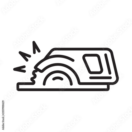 Simple black outline illustration of a vehicle with impact damage