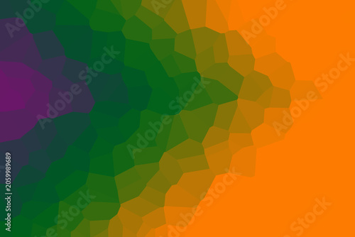 Photos Geometric Gradient Fade: An abstract geometric pattern featuring a smooth transition of color from deep purple to vibrant green and finally to bright orange