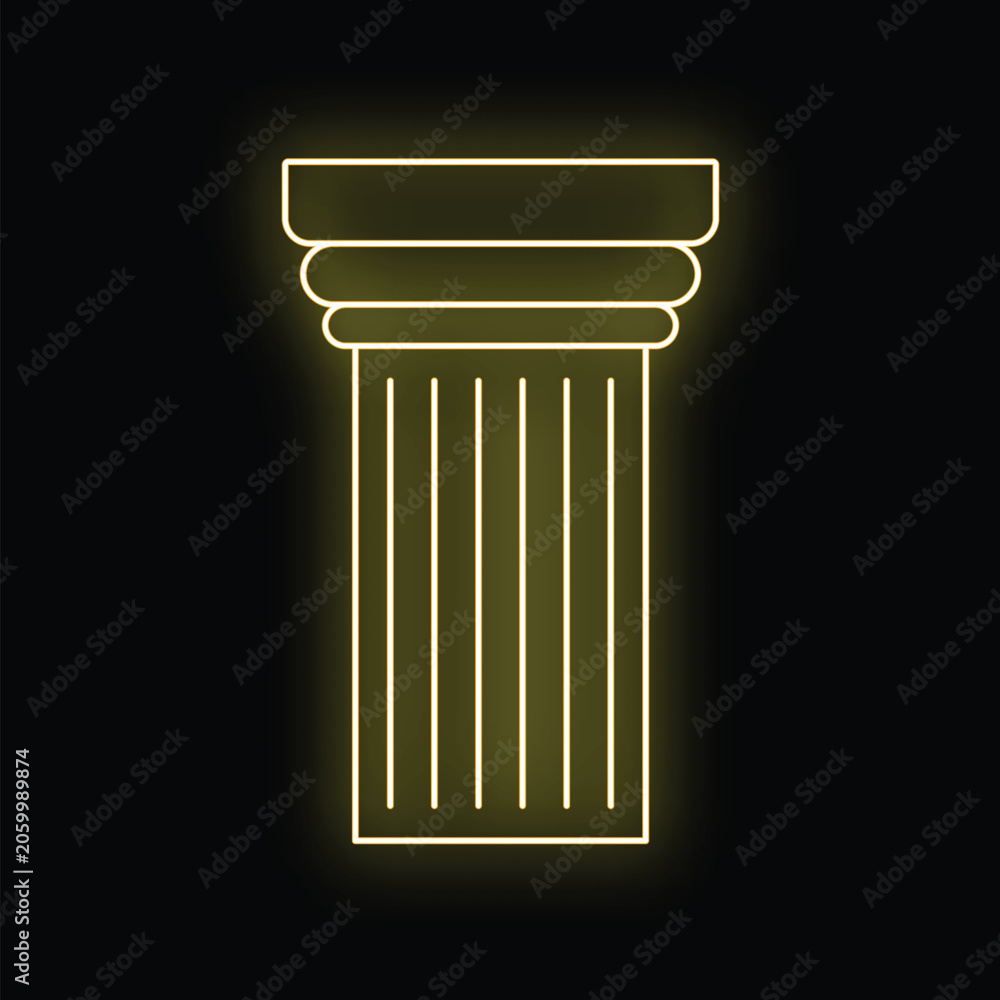 Naklejka premium Grecian column glowing neon light representing architecture and law