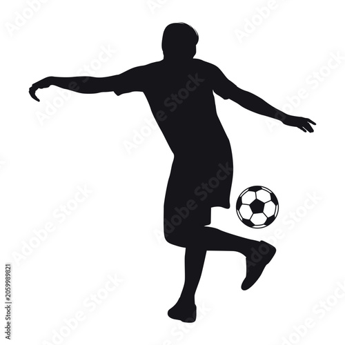 Soccer Player Silhouette Standing with Foot on Ball Athletic Football Pose
