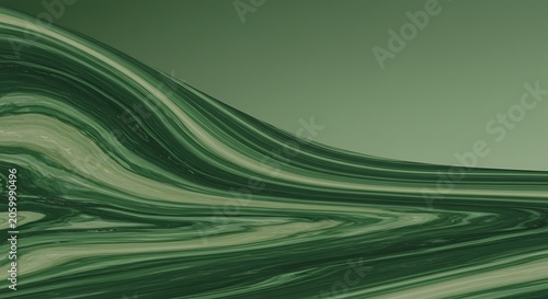 Abstract Green Swirl Pattern, Fluid Wave Background