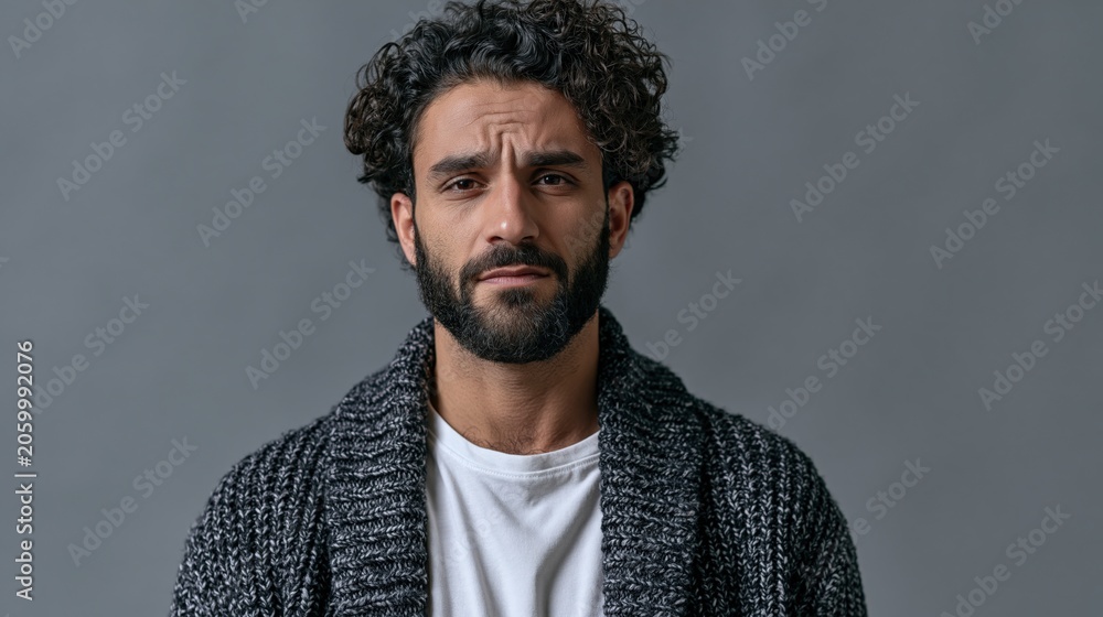 Obraz premium Paycheck Stress Young Middle Eastern Man Soft Relief
