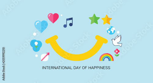 A smiling face made of colorful symbols