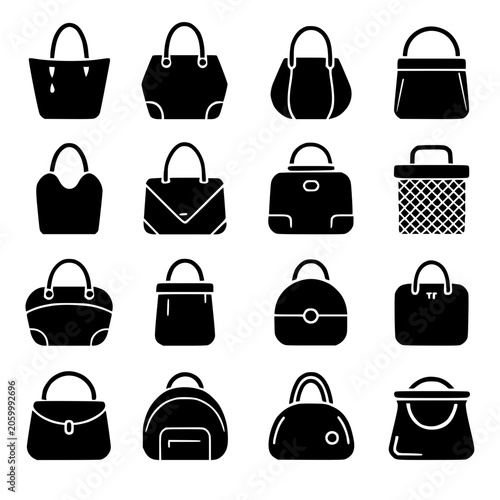 black and white icons set