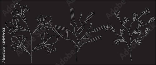 Canvastavla Botanical Line Art Element Set Premium Hand Drawn Wildflower Leaf Branch Kit Min