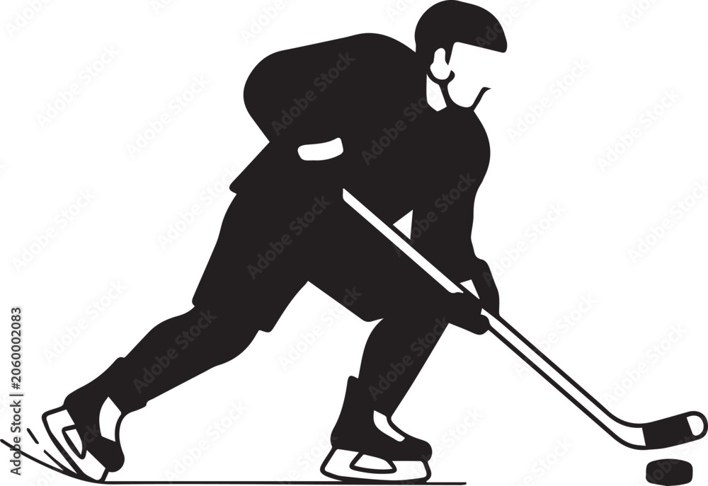 Obraz premium Winter Sport Ice Hockey Player Skating Silhouettes