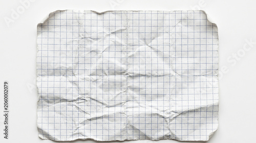 Close up of crumpled white paper bag with aged vintage grunge paper texture