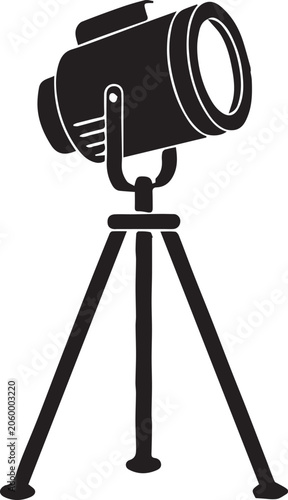Modern Tripod Spotlight Floor Lamp Vector Silhouettes