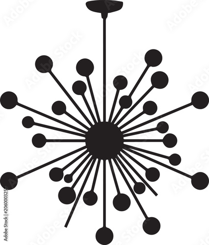 Modern Sputnik Chandelier Atomic Vector Silhouettes