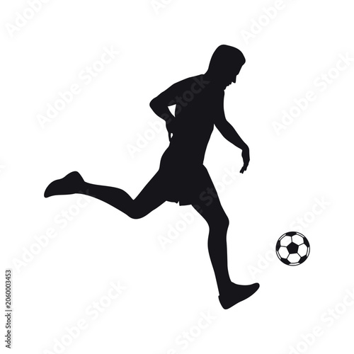Soccer Player Silhouette Standing with Foot on Ball Football Athlete Pose