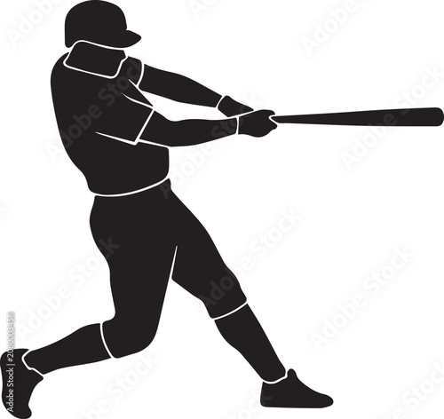 Professional Baseball Batter Hitting Ball Silhouettes