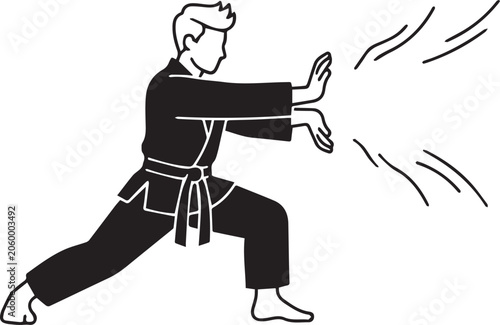 Powerful Martial Arts Energy Blast Attack Silhouettes