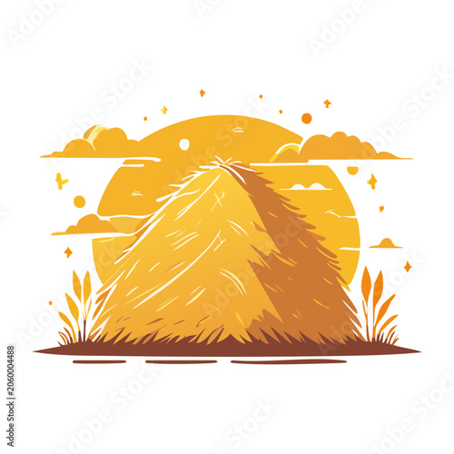 Flat design sun with rays and flames