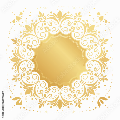 Golden Ornate Mandala Frame with Floral Swirls