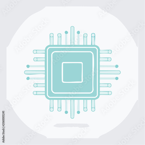Stylized Icon of a Microchip