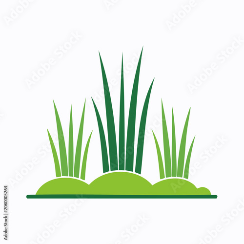 Stylized illustration of green grass blades on a white background