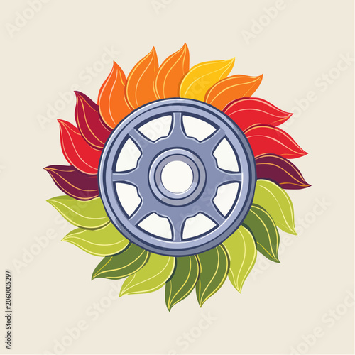 Weight Plate with Autumn Leaves