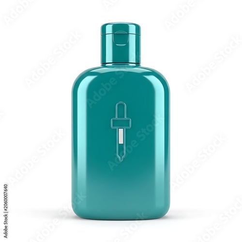 Teal dropper bottle with green liquid