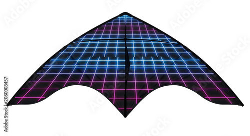 Neon Synthwave Grid Pattern Delta Flying Kite Gear