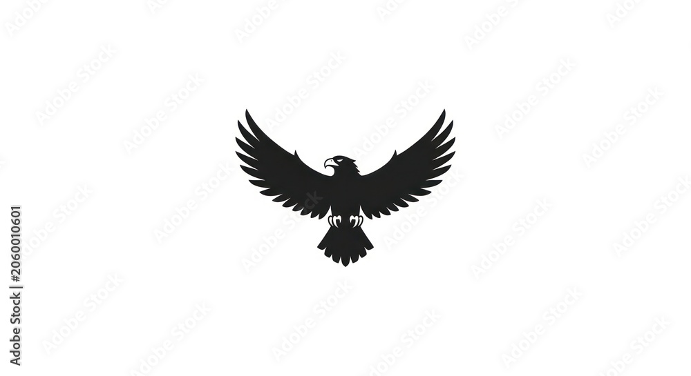 Fototapeta premium Black silhouette of an eagle flying.