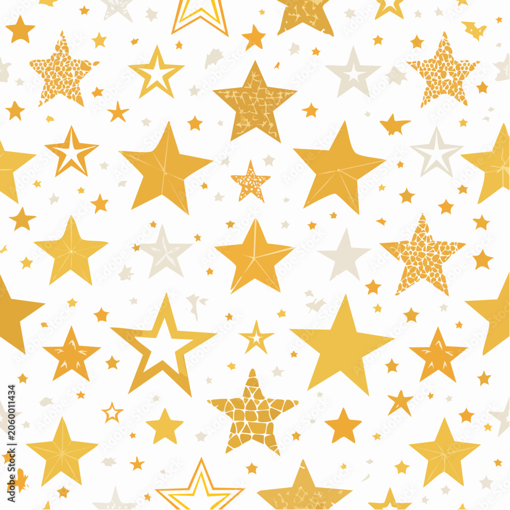 Obraz premium Seamless Pattern of Golden and White Stars on White Background