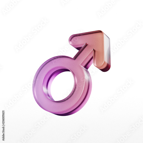 Male symbol 3d render with gradient coloration against a white background