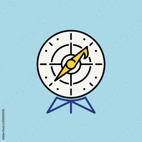 Billede på lærred A simple flat vector illustration of a navigational compass icon