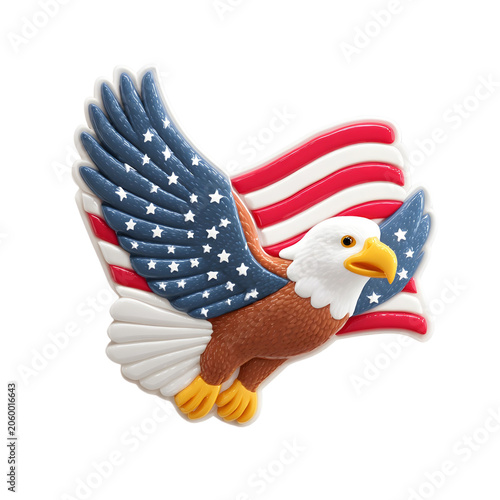 3d flying eagle USA flag icon