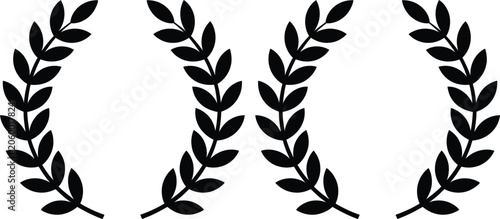 Photos Four green leafy sprigs with small leaves on stems