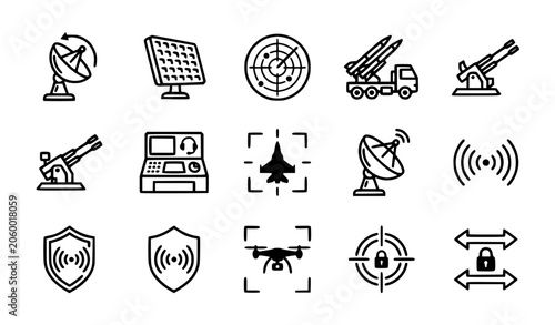 Military, defense and security icon set
