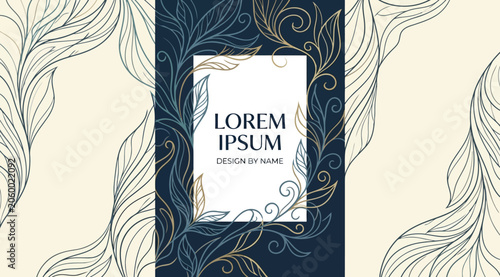 Canvastavla Sophisticated floral composition with intricate line art leaves, vertical layout