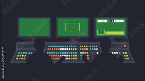 Obraz na plátně Football Livestream Production Team Managing Broadcast Control Room Operations