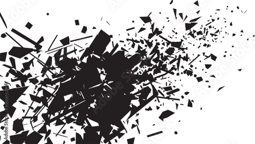 Photos Abstract black shattered geometric shards explosion illustration with high contr
