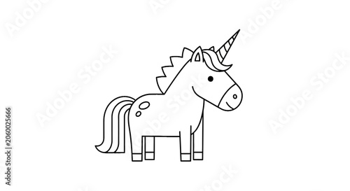 Obraz na płótnie A cartoon unicorn with a horn.
