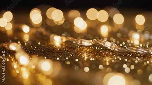Golden lights and glitter on surface