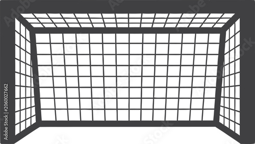 Foto Empty Soccer Goal Net with Grid Pattern on White Background Minimalist Compositi