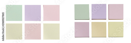 Colorful pastel sticky notes on a transparent background for organization and planning