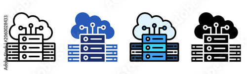 Cloud Database Icon Multiple Style Collection Set 